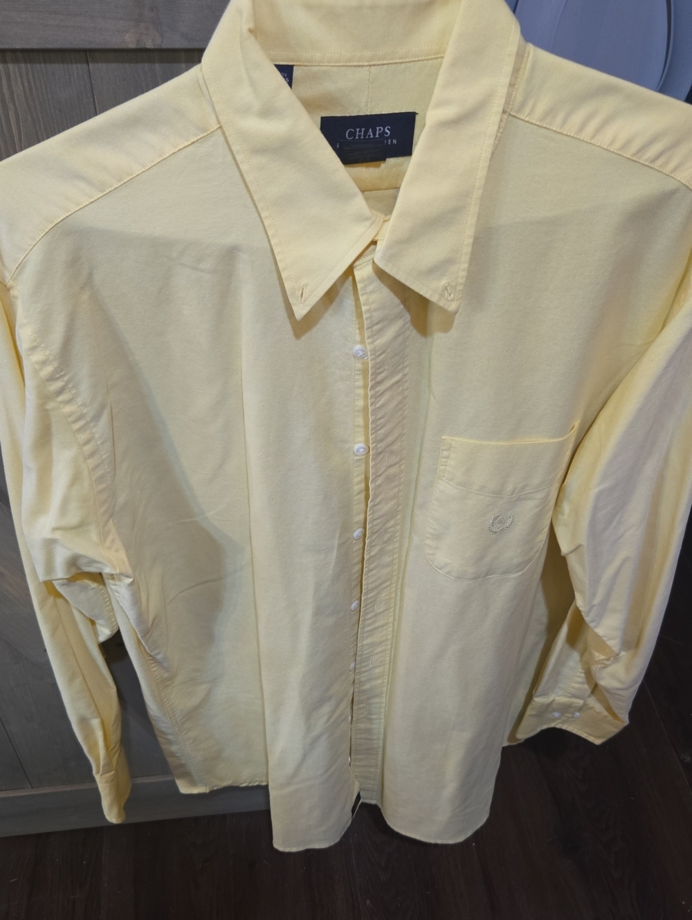 Chaps Men's Pale Yellow Button-Up Dress Shirt 16 1/2 34/35 Only Tried On